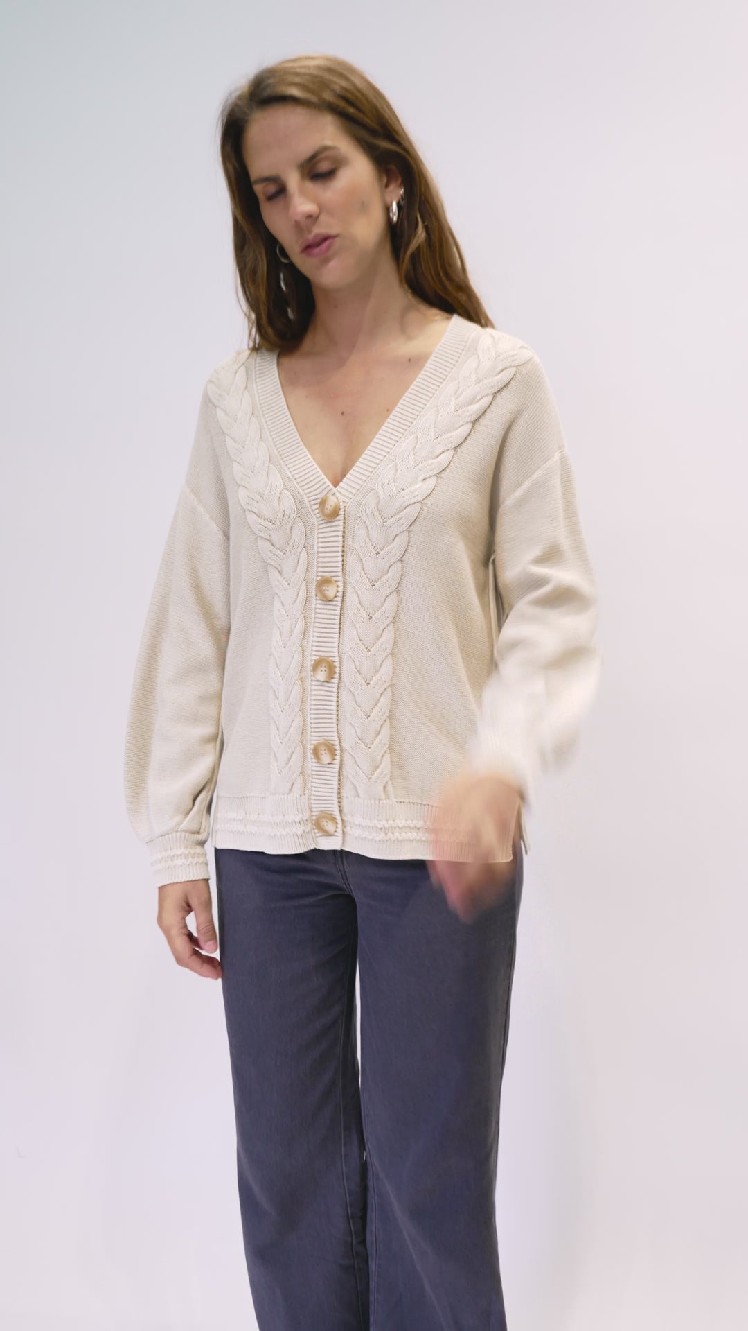 Cardigan Sani Orgánico Beige Mujer