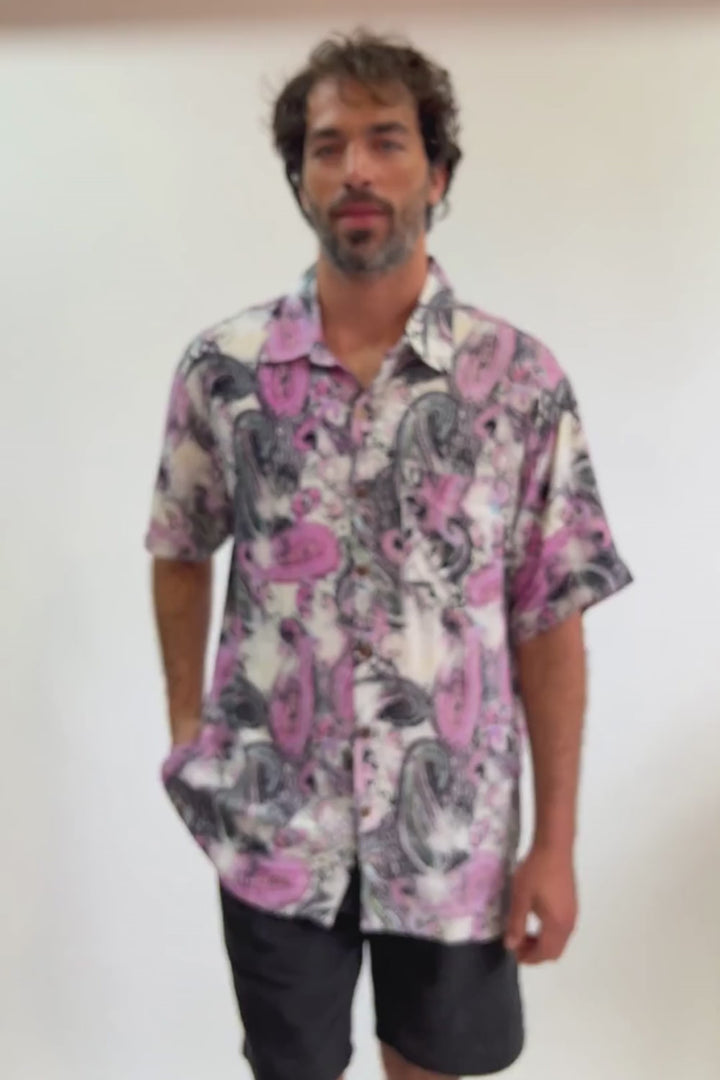Guayabera Bunche Print Paisley Morado