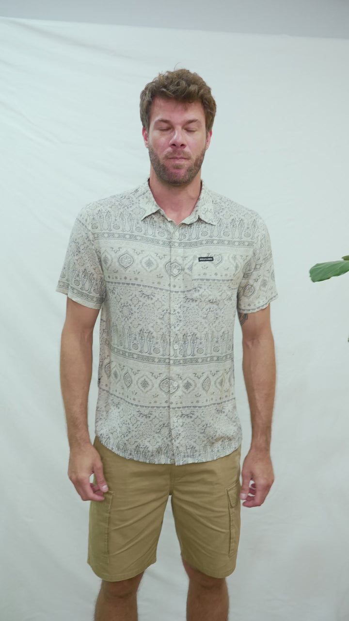 Camisa Mero Paisley Beige Hombre