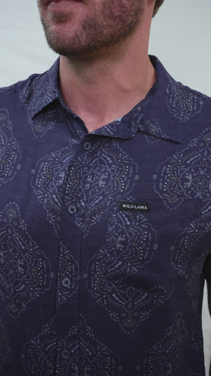 Camisa Mero Mandala Azul Hombre