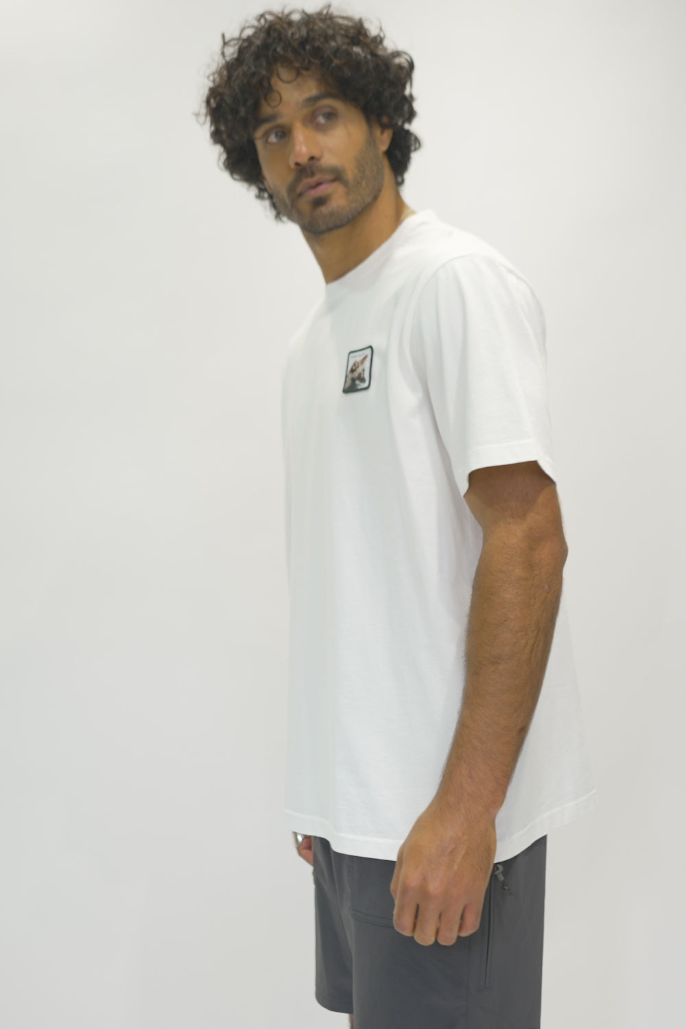 Polera Bat Parche Orgánica Zorro Blanco Hombre