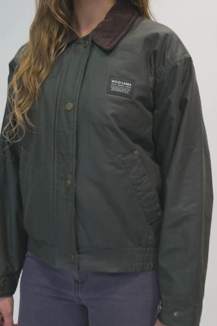 Chaqueta Wax Cala Orgánica Verde Militar Mujer