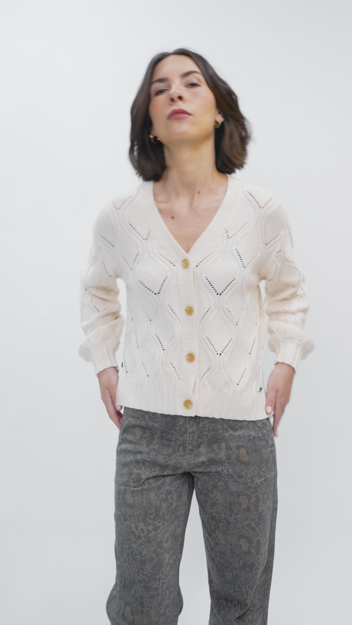 Cárdigan Astra Orgánico Beige Mujer