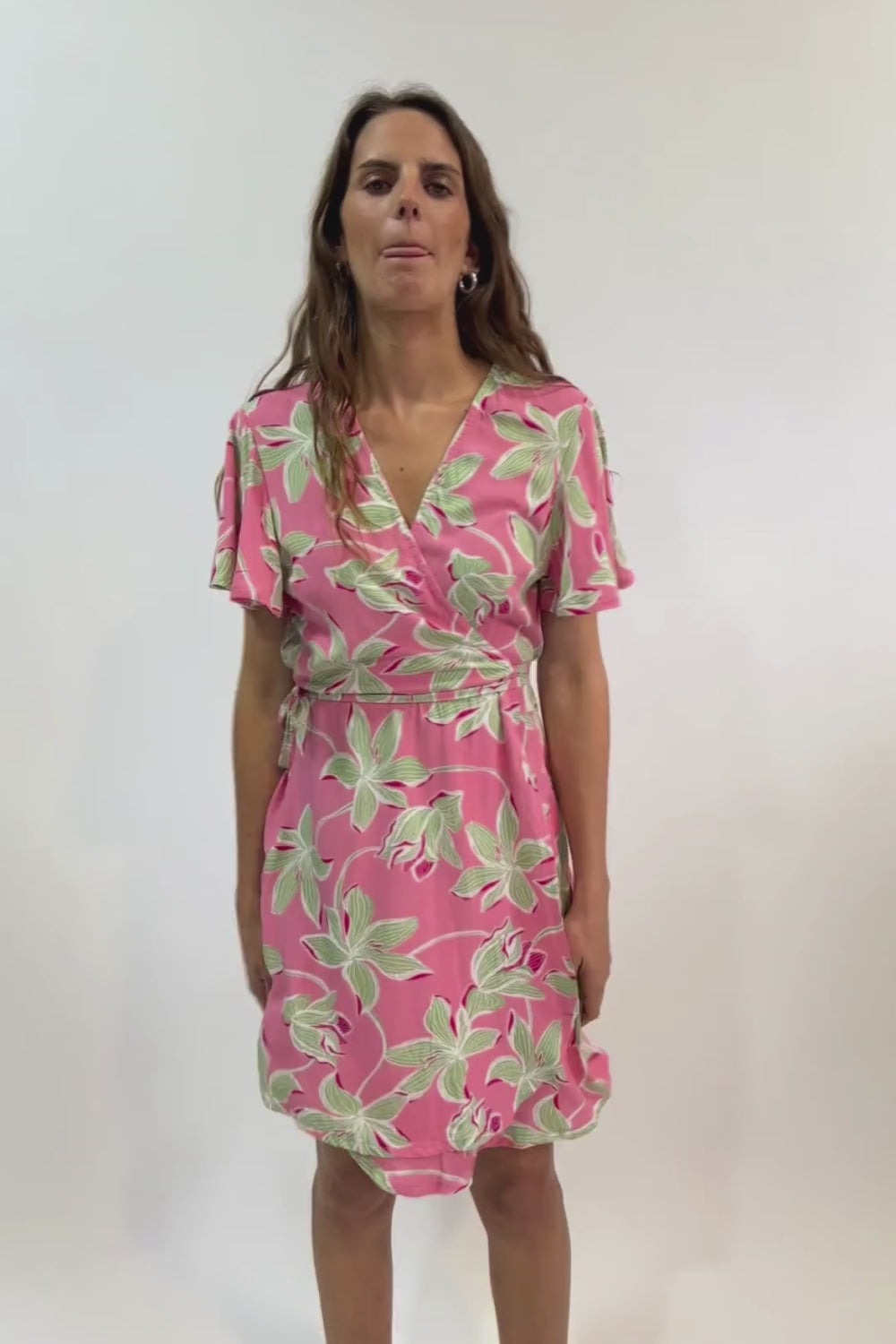 Vestido Sade Floreado Rosado Verde Mujer