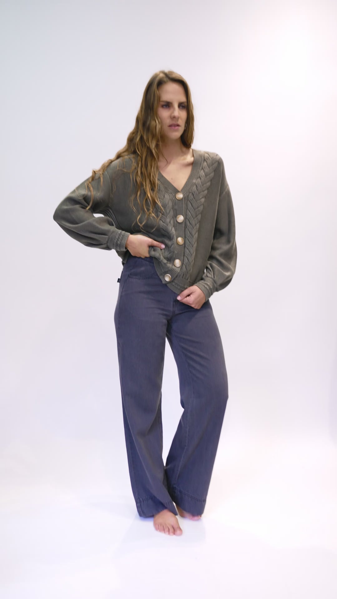 Cardigan Sani Orgánico Verde Mujer