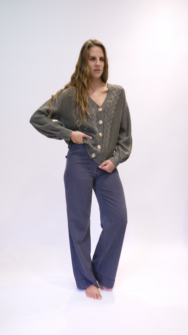 Cardigan Sani Orgánico Verde Mujer