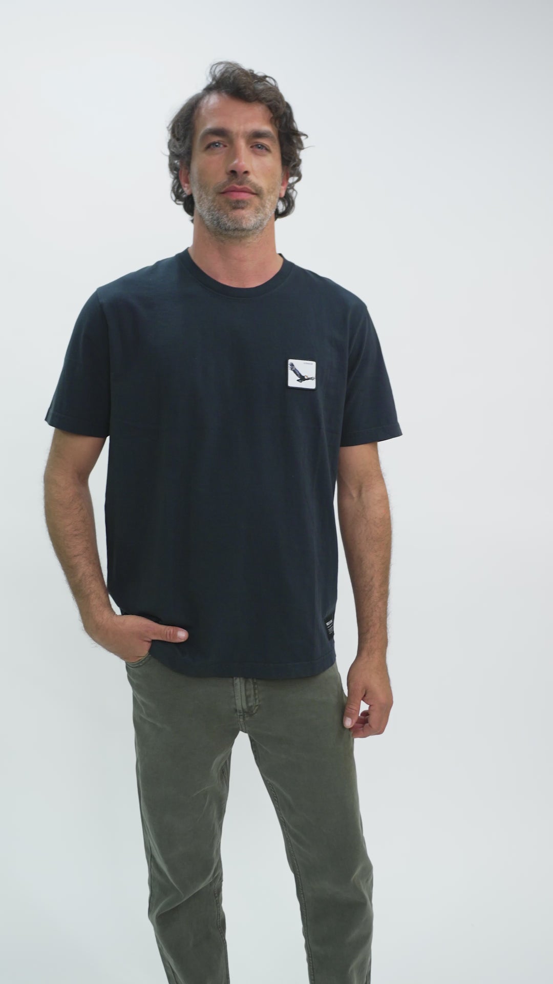 Polera Bat Parche Orgánica Negra Cóndor Hombre
