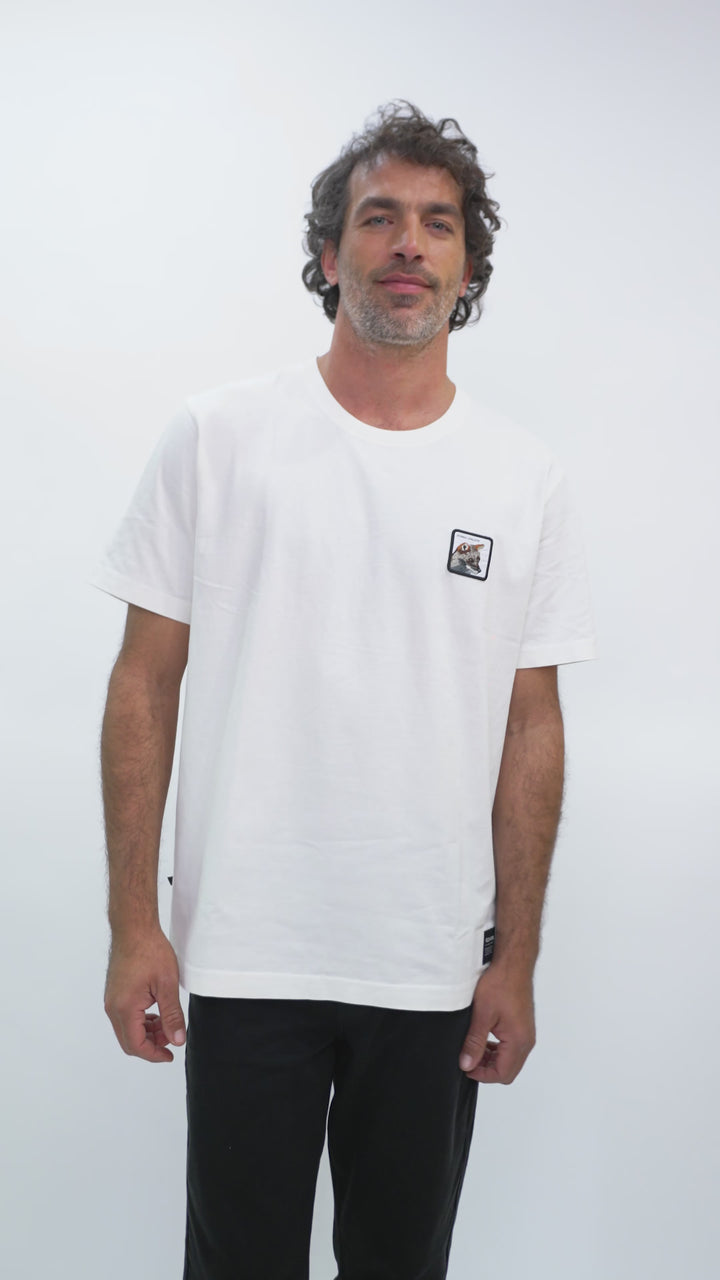 Polera Bat Parche Orgánica Zorro Blanco Hombre