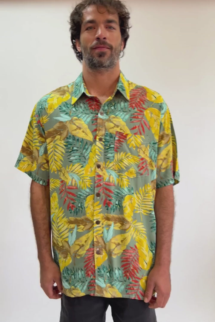 Guayabera Bunche Floreado Amarillo