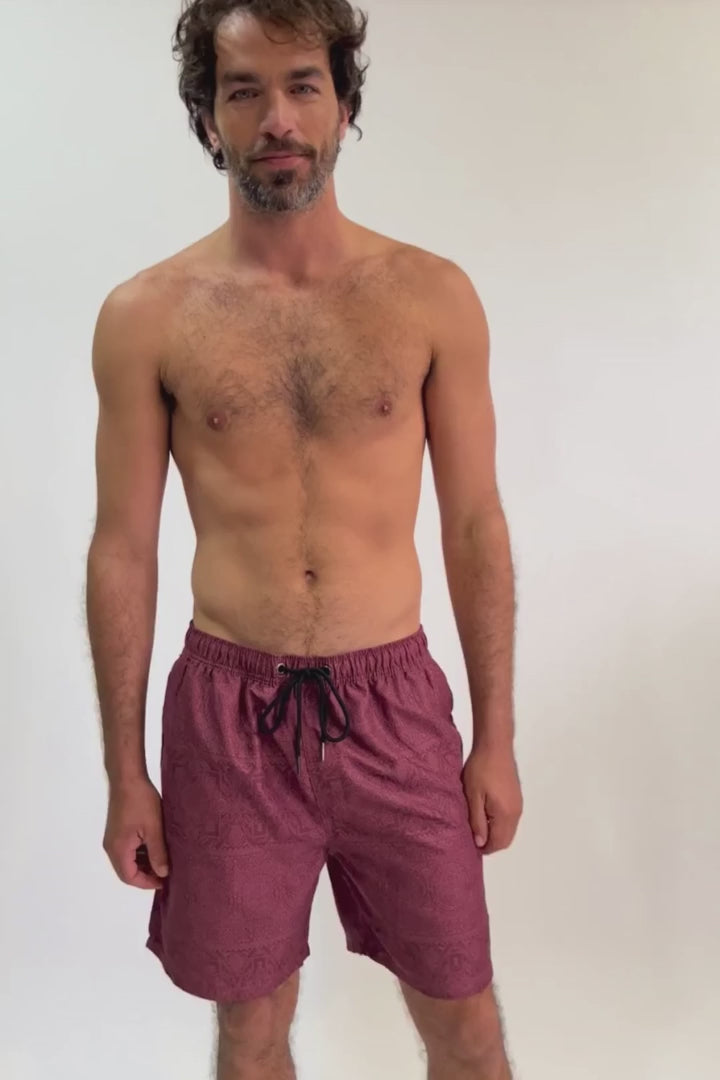 Traje de Baño Ciclón Print Reciclado Burdeo Hombre
