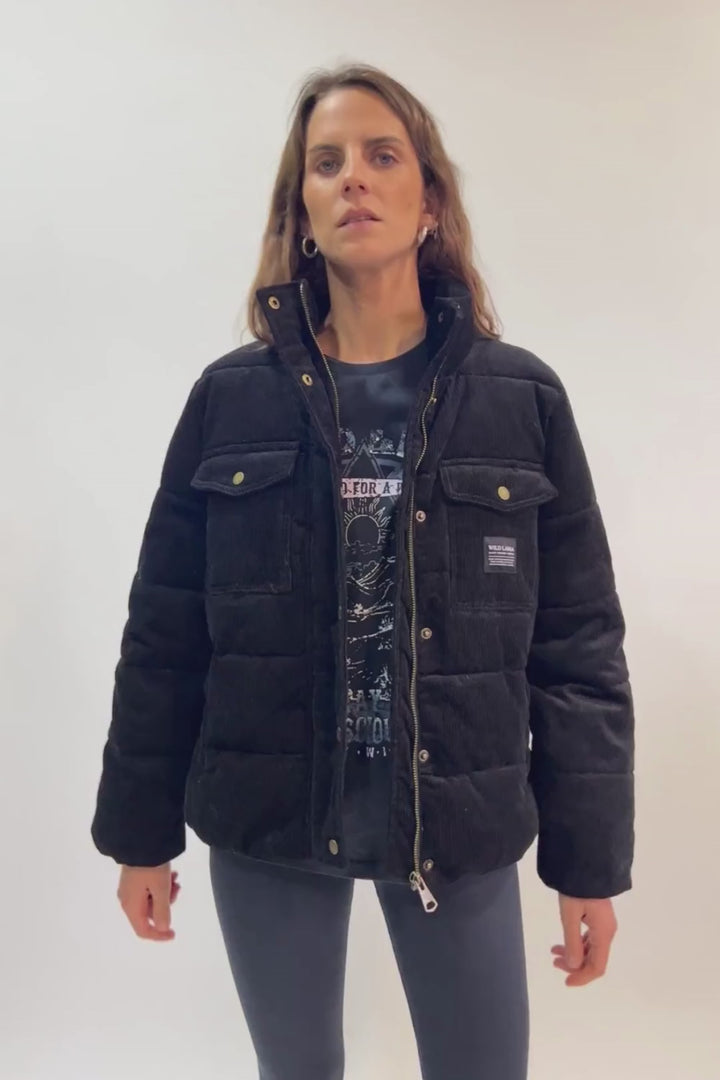 Parka Chic Puffa Orgánica Reciclada Negra Mujer