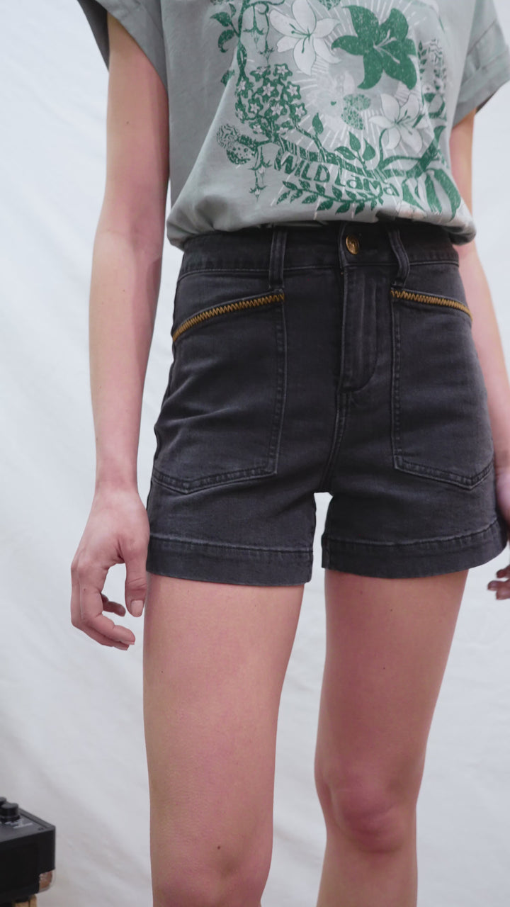 Short Nix Orgánico Denim Negro Mujer
