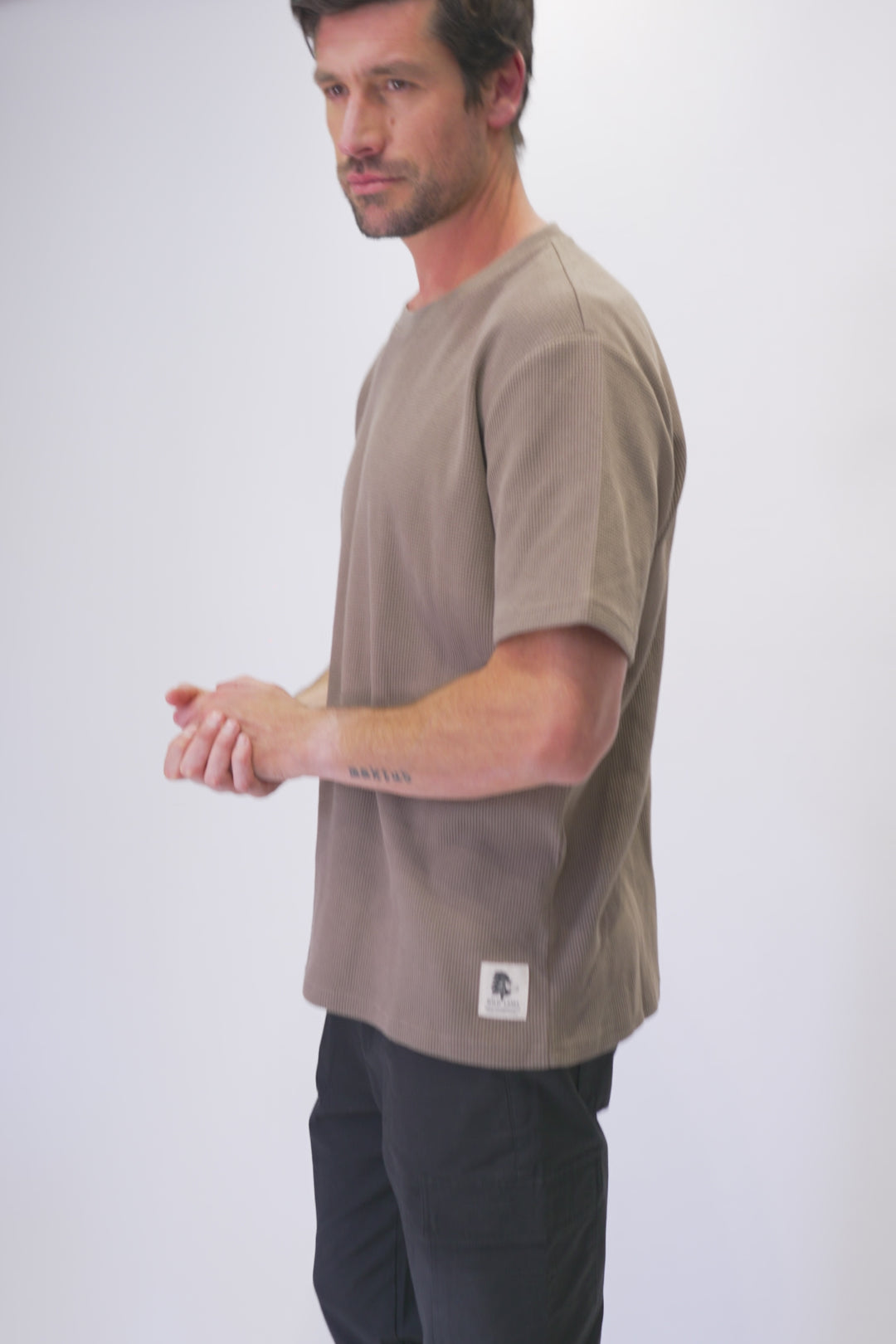 Polera Pater Waffle Orgánica Café Hombre