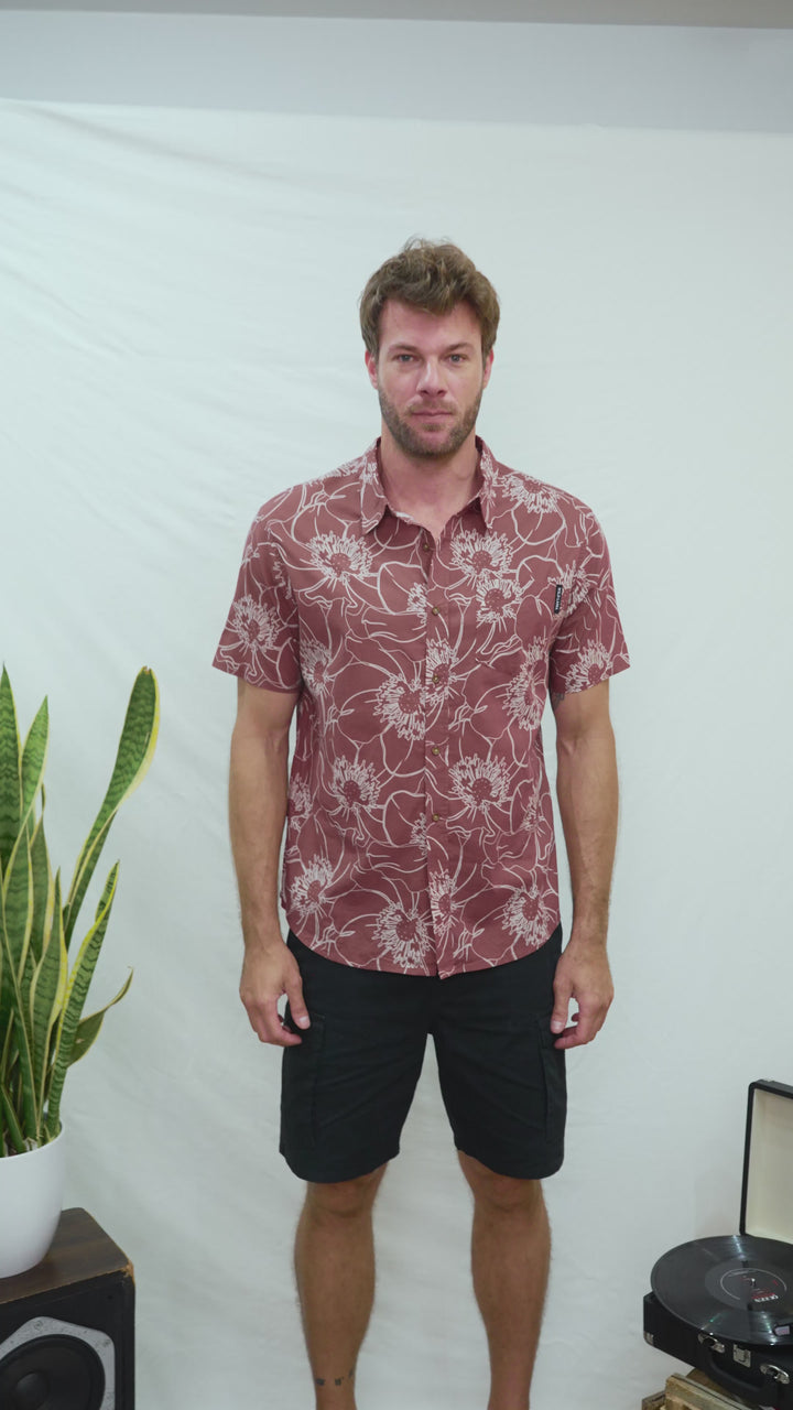 Camisa Azore Orgánica Burdeo Hombre