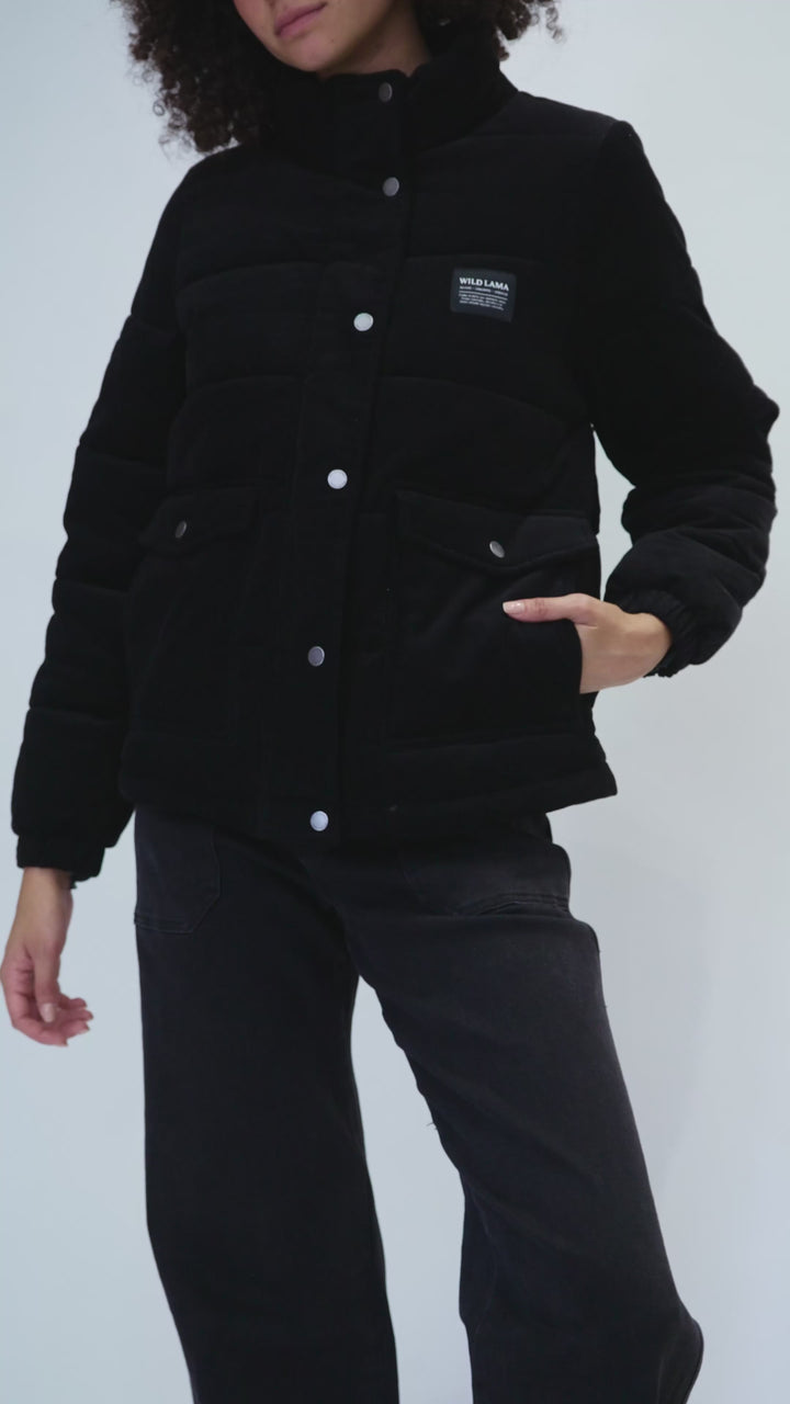 Parka Chic Puffa Orgánica Negra Mujer