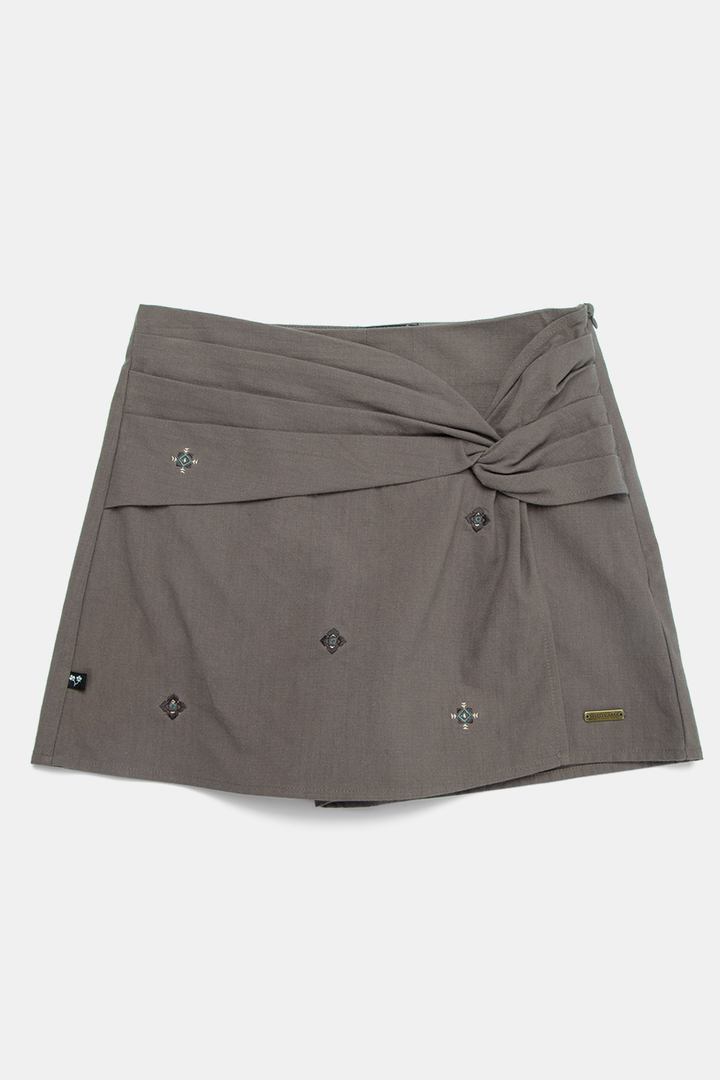 Falda Short Rizo Orgánico Café Mujer