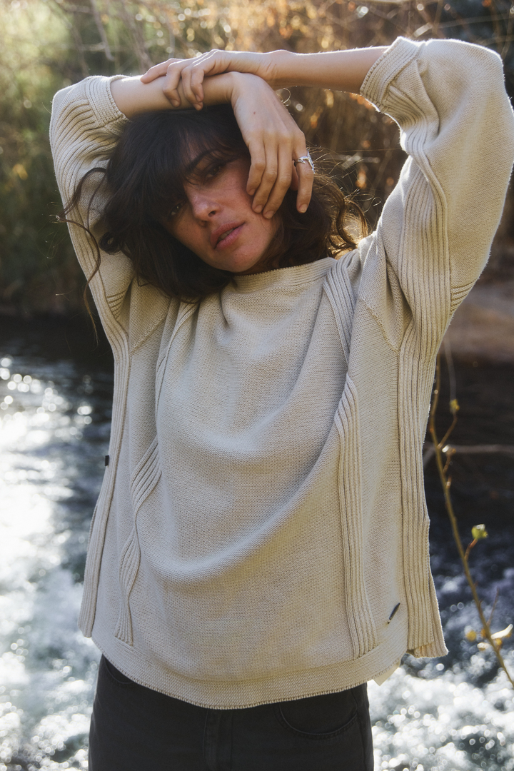 Sweater Viga Orgánico Beige Mujer