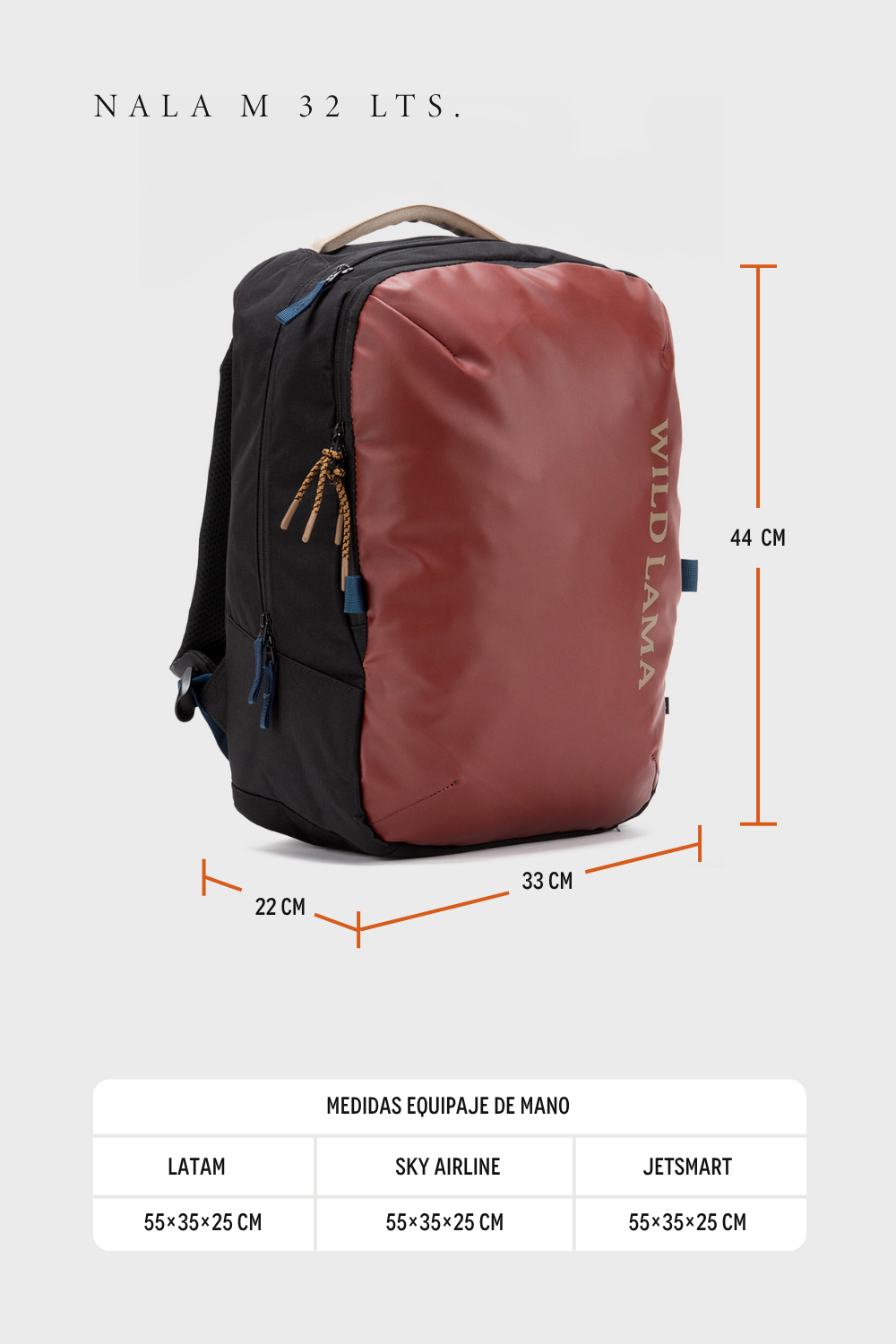 Mochila Travel Nala M Reciclada Burdeo 32 Lts.