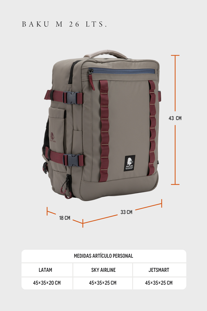 Mochila Travel Baku M Reciclada Beige 26 Lts.