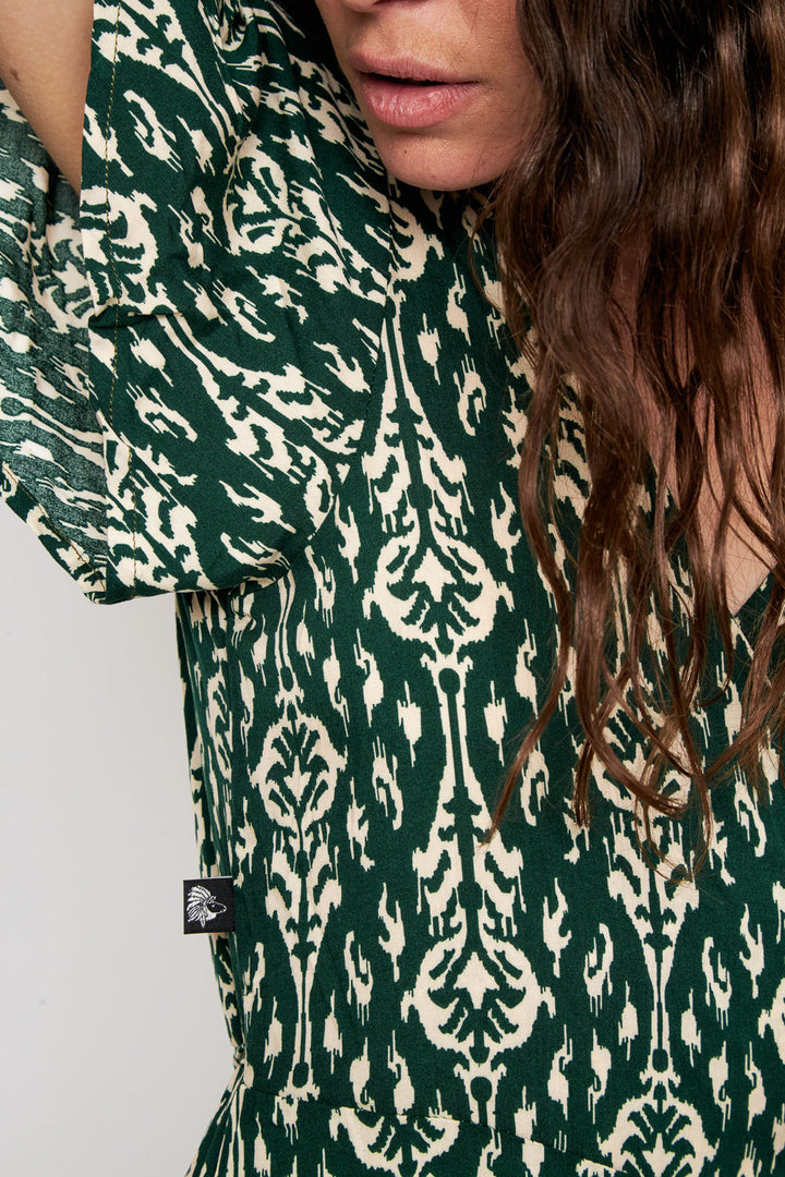 Vestido Largo Ecuador Print Petróleo Mujer