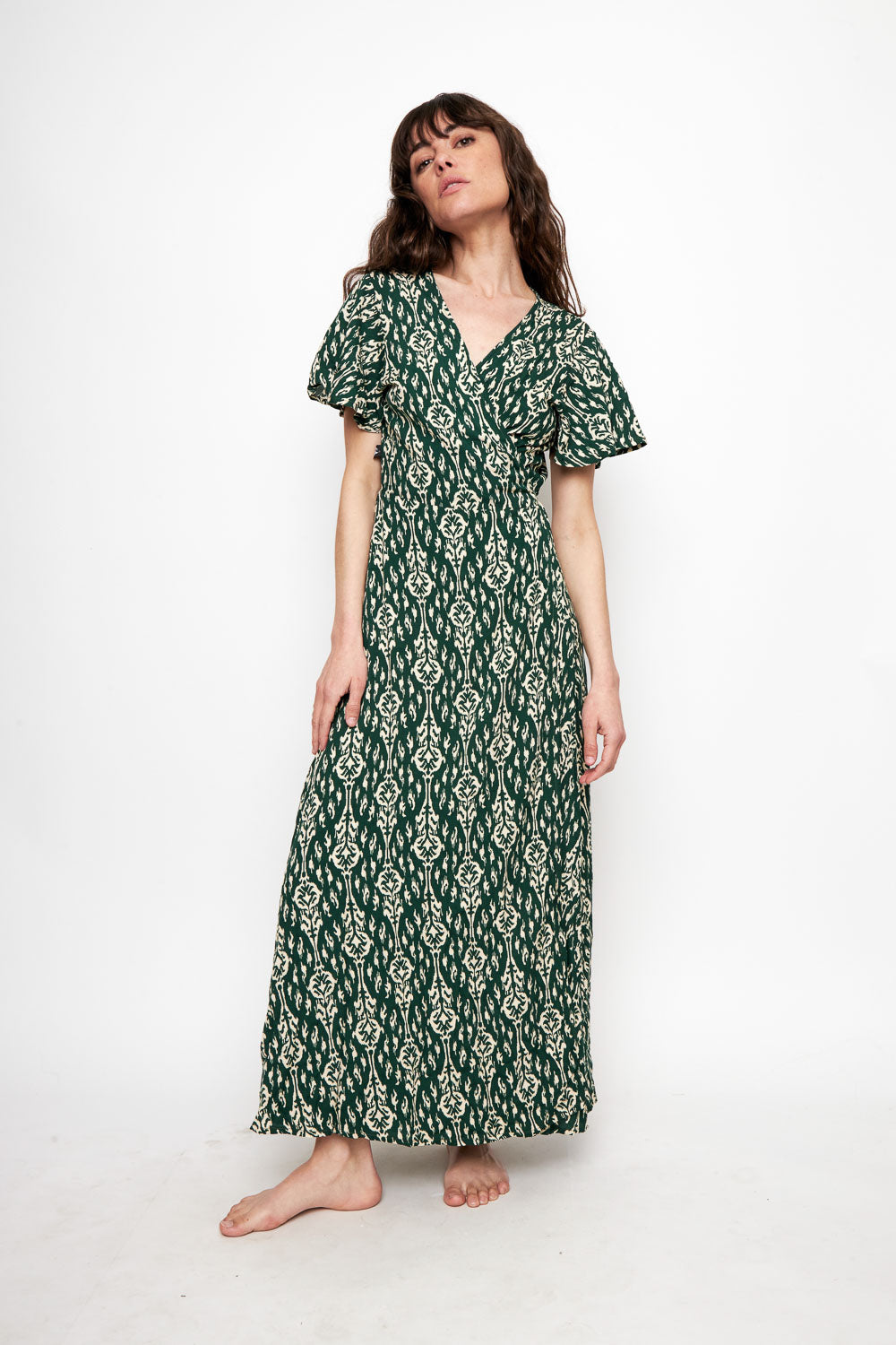 Vestido Largo Ecuador Print Petróleo Mujer