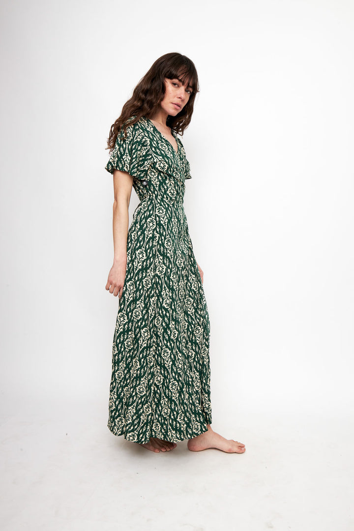 Vestido Largo Ecuador Print Petróleo Mujer