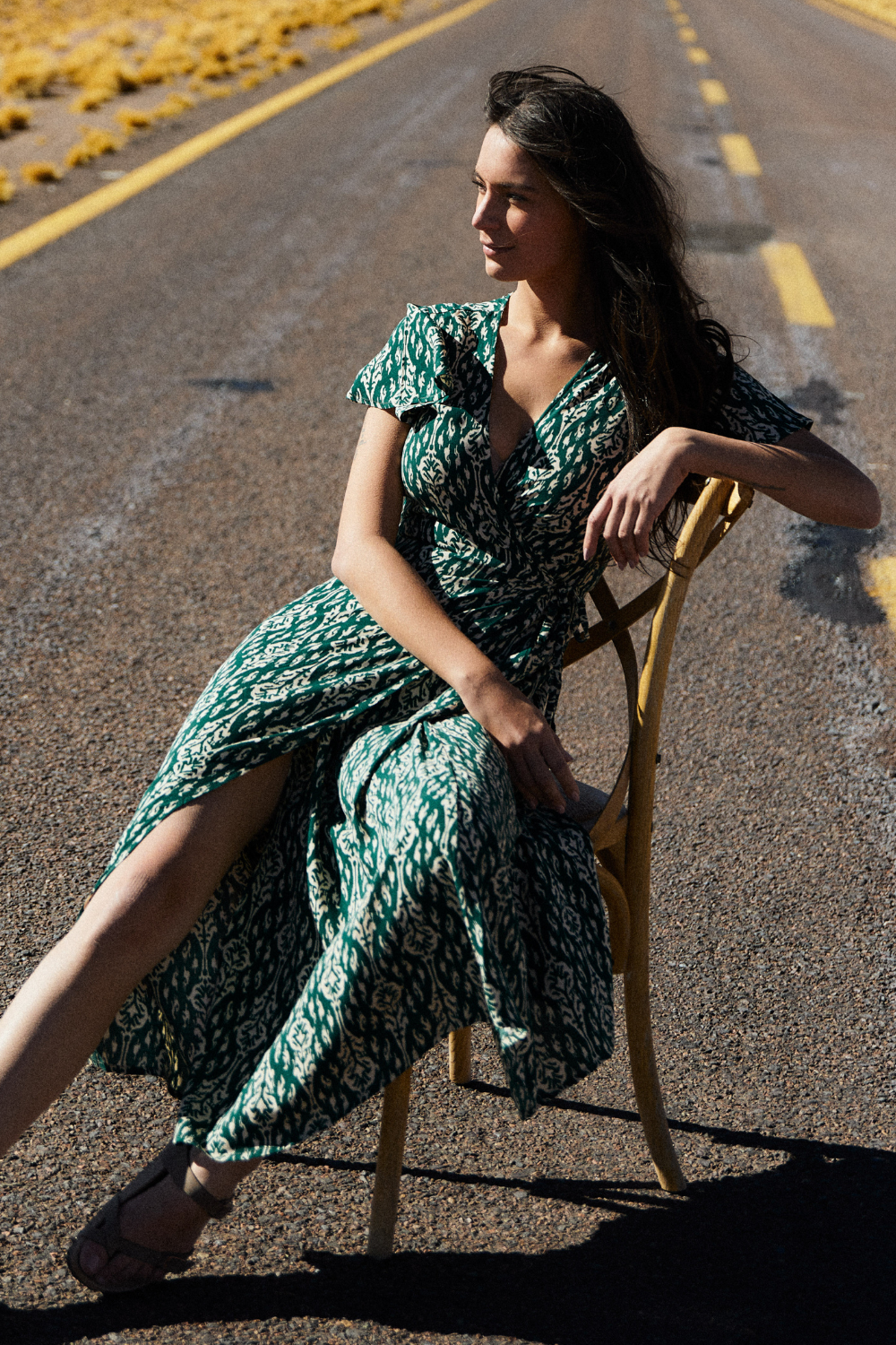 Vestido Largo Ecuador Print Petróleo Mujer