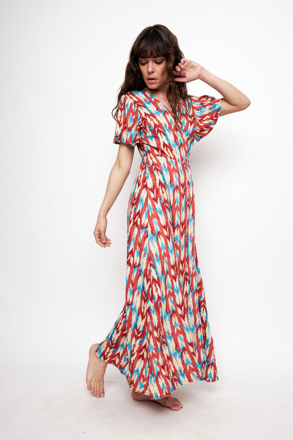 Vestido Largo Ecuador Rosado y Azul Mujer