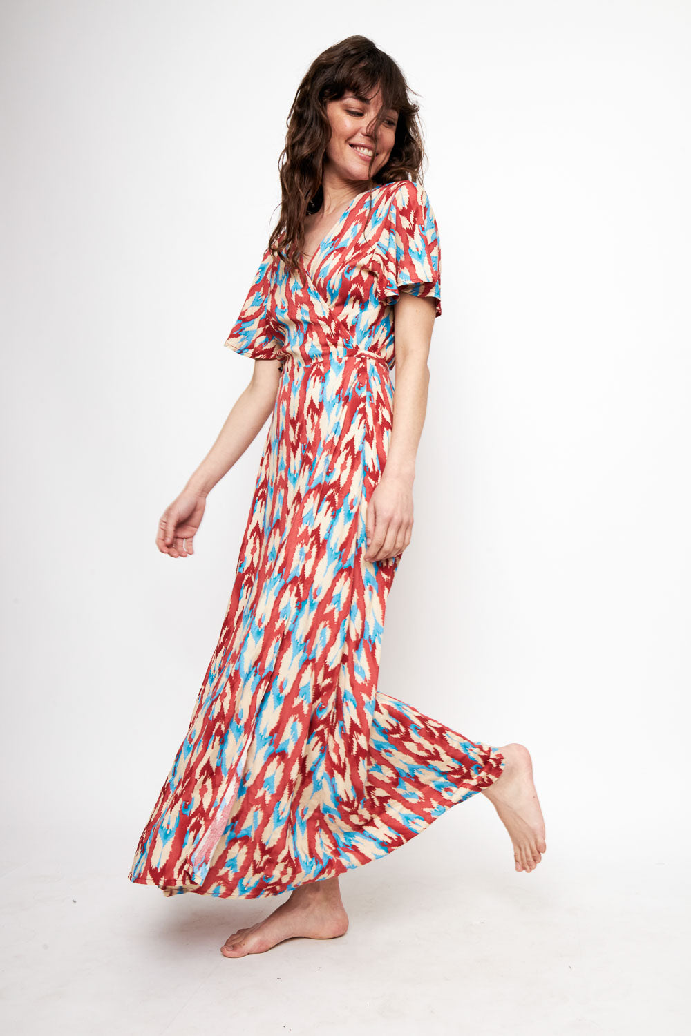 Vestido Largo Ecuador Rosado y Azul Mujer