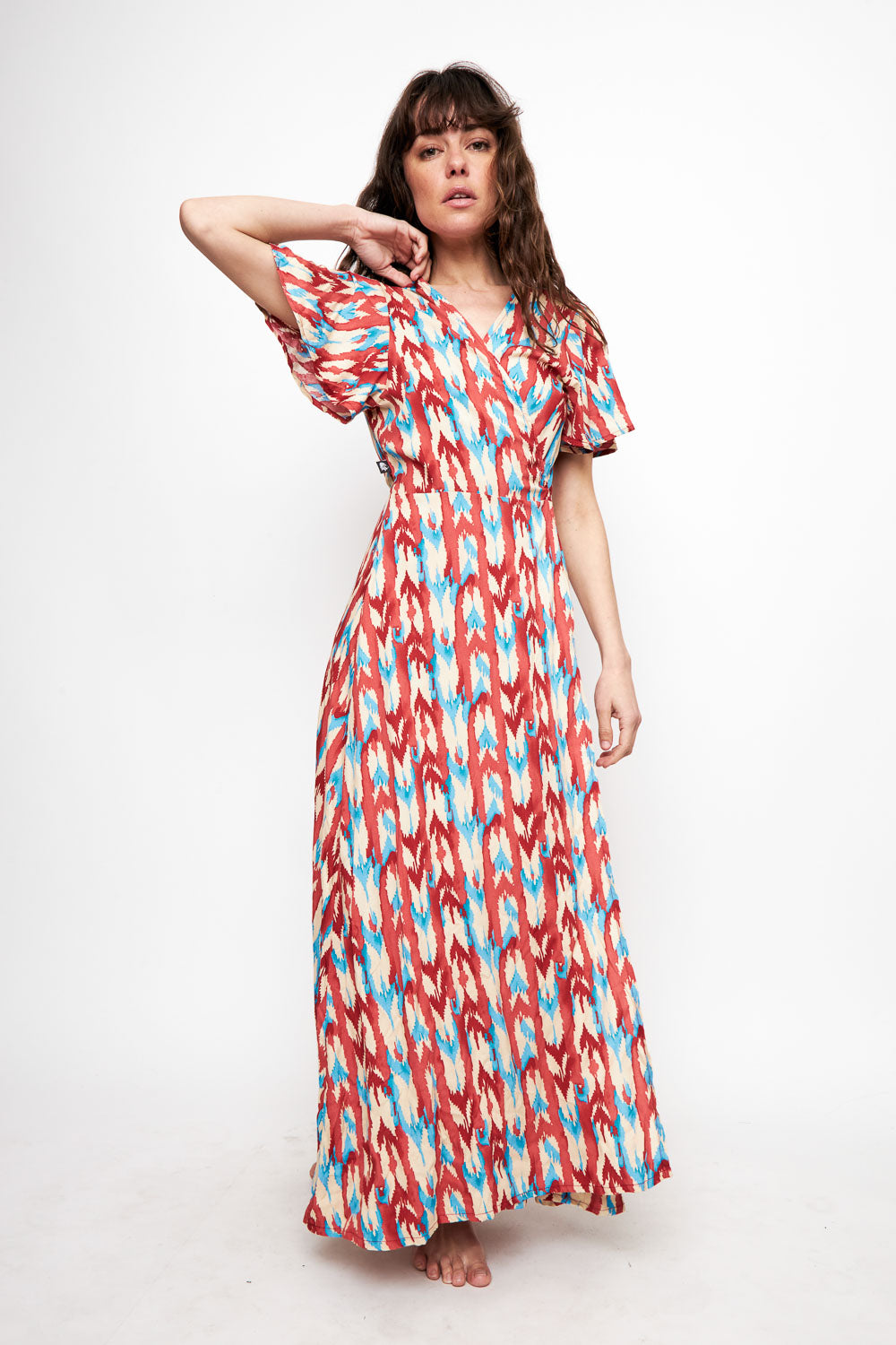 Vestido Largo Ecuador Rosado y Azul Mujer