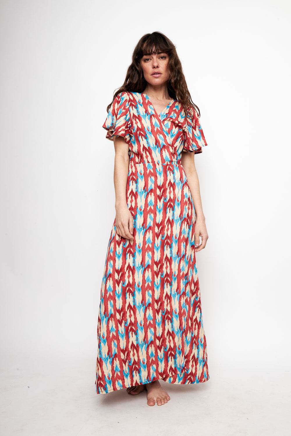 Vestido Largo Ecuador Rosado y Azul Mujer