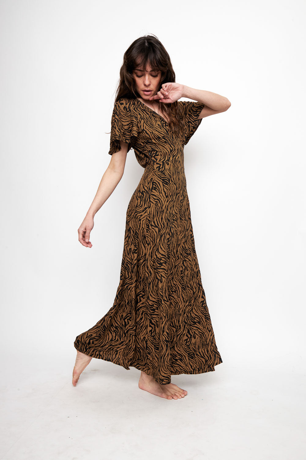 Vestido Largo Ecuador Zebra Café Mujer
