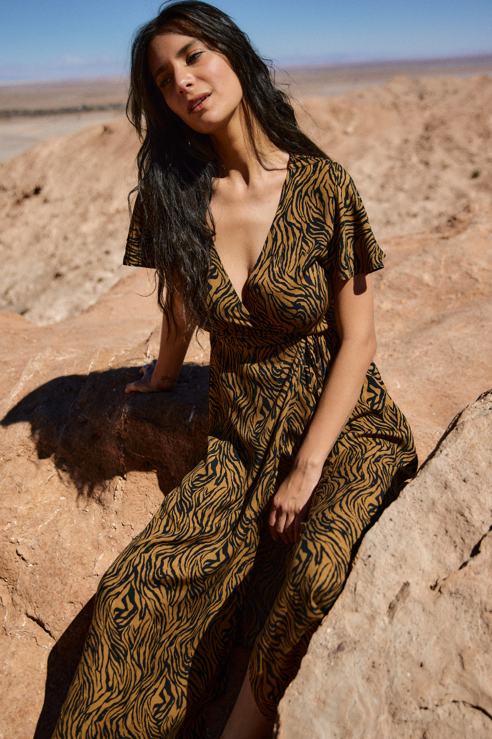 Vestido Largo Ecuador Zebra Café Mujer