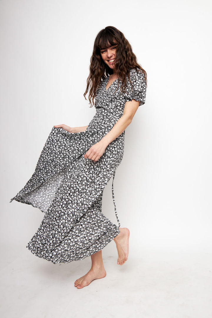 Vestido Largo Ecuador Flores Negro Mujer