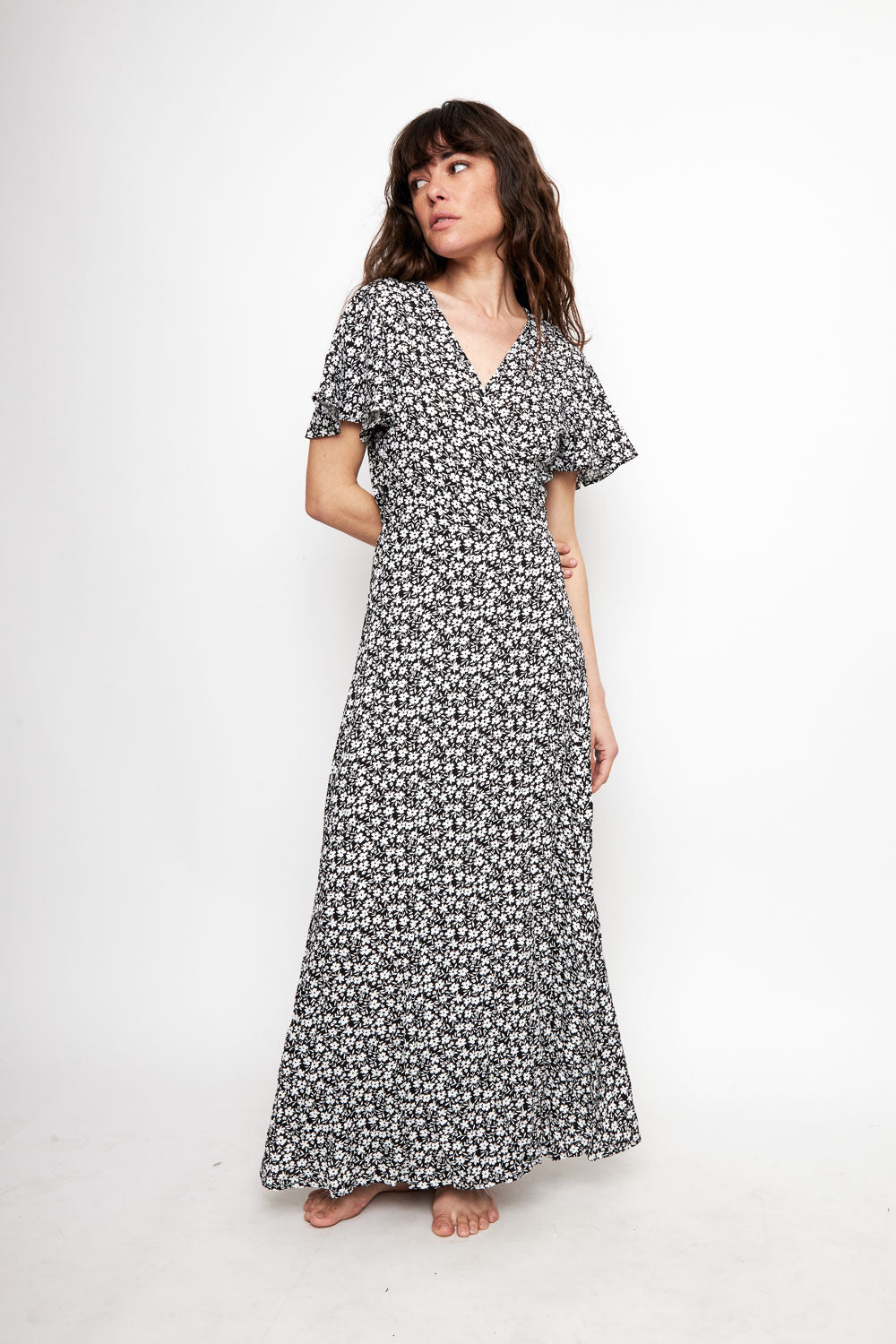 Vestido Largo Ecuador Flores Negro Mujer