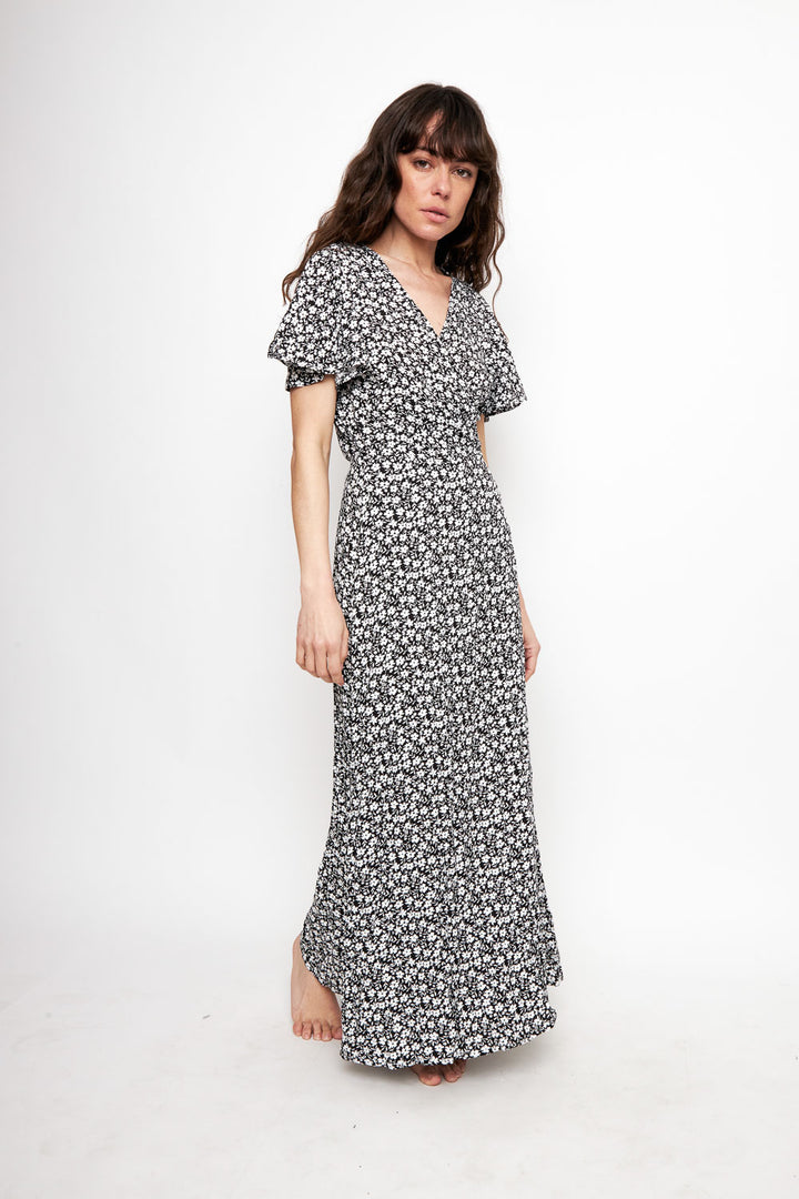 Vestido Largo Ecuador Flores Negro Mujer