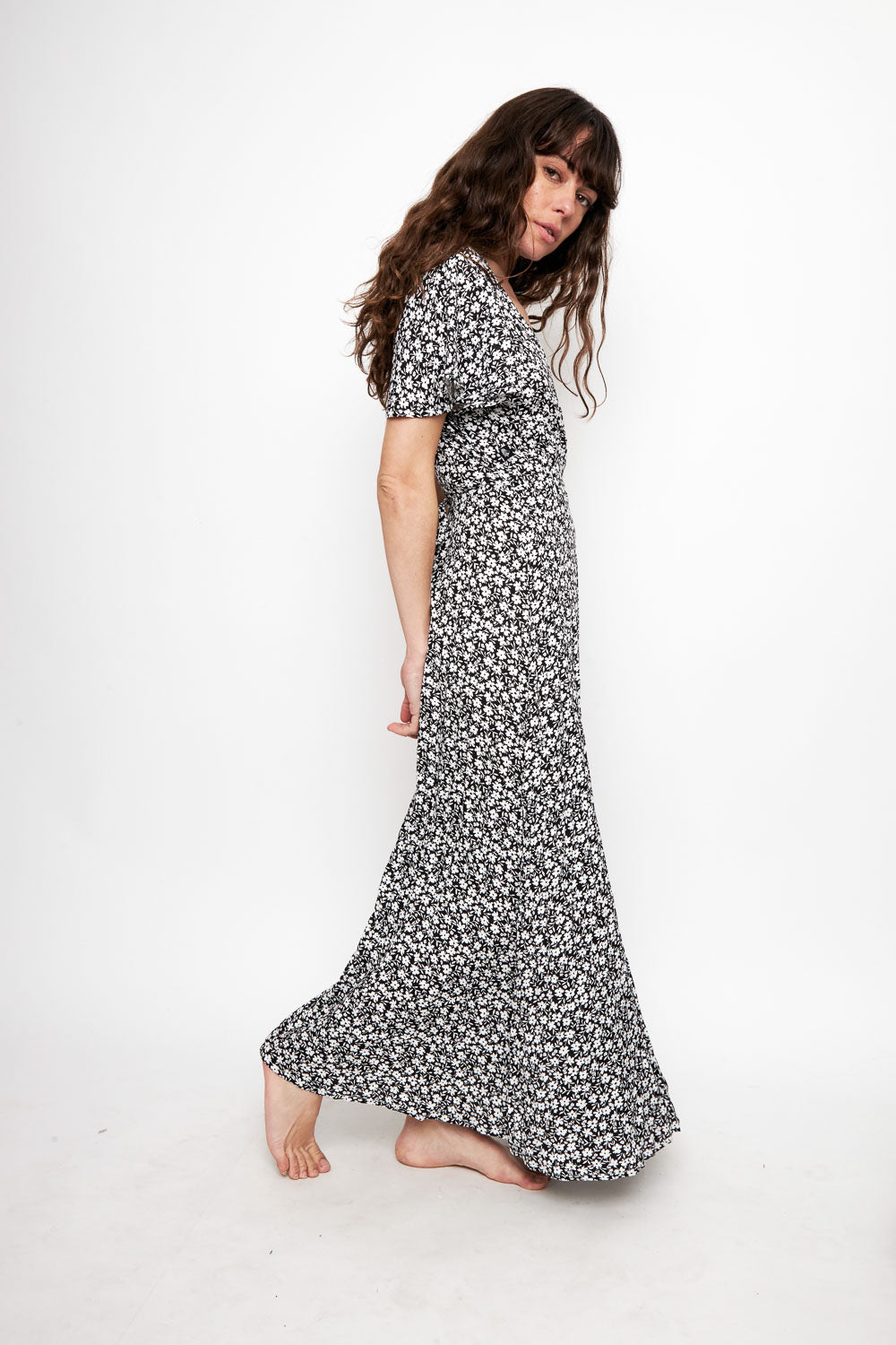 Vestido Largo Ecuador Flores Negro Mujer