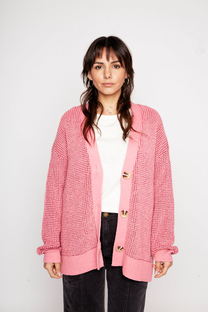 Cardigan Biloba Orgánico Rosado Mujer