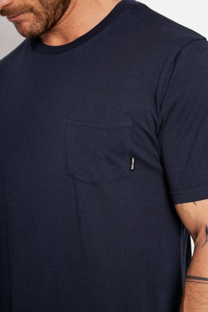 Polera Slim Fit Bichu Orgánica Azul Hombre