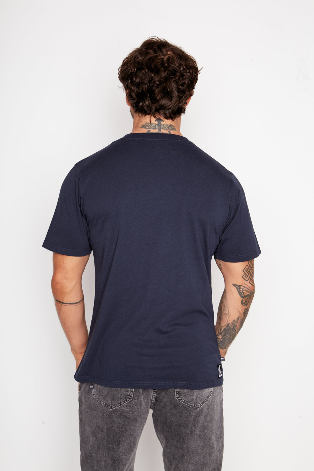 Polera Slim Fit Bichu Orgánica Azul Hombre