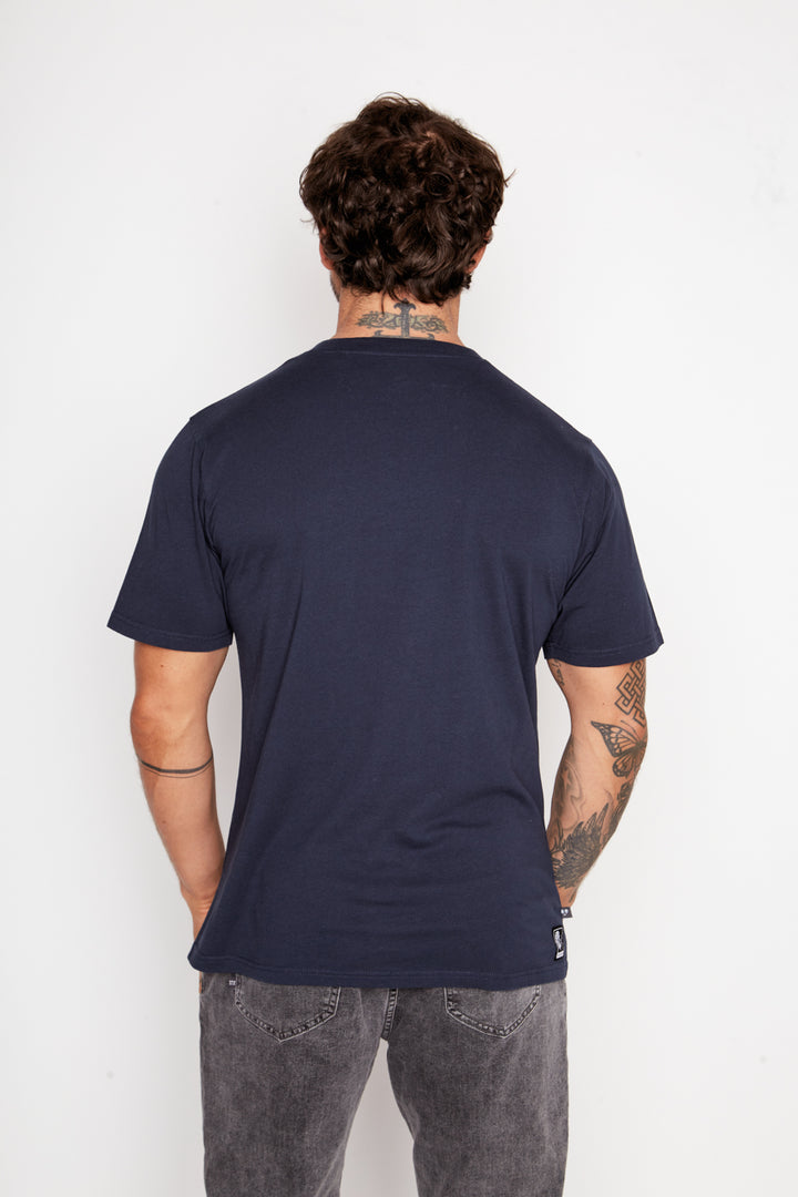 Polera Slim Fit Bichu Orgánica Azul Hombre