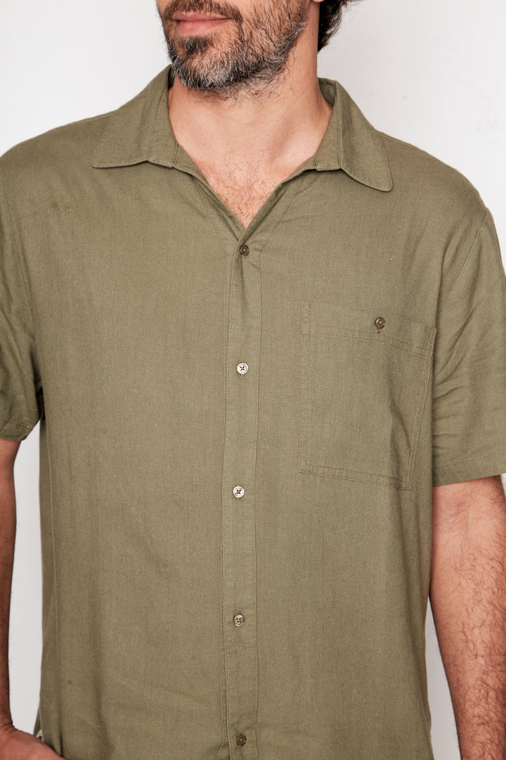 Camisa Lalane Con Lino Verde Hombre