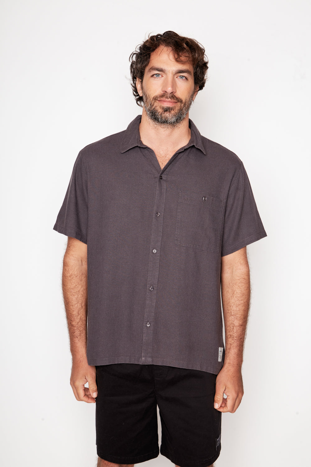 Camisa Lalane Con Lino Gris Hombre
