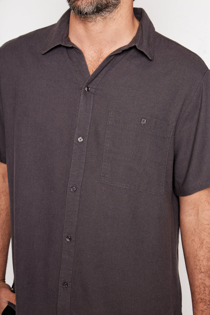 Camisa Lalane Con Lino Gris Hombre