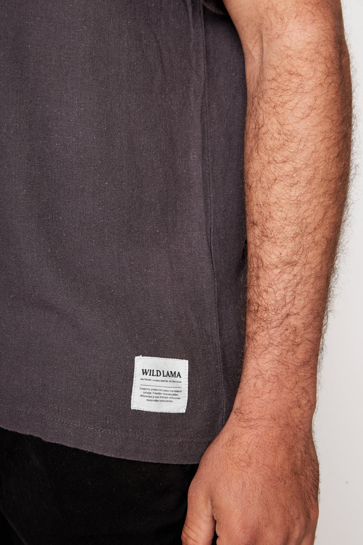 Camisa Lalane Con Lino Gris Hombre