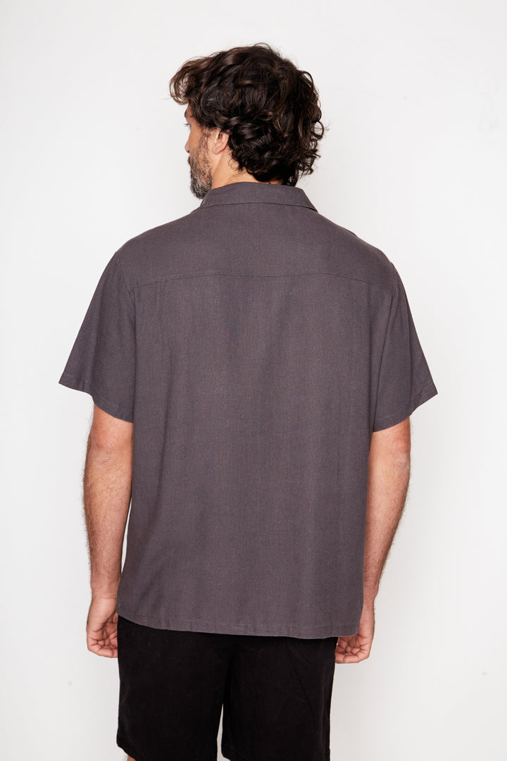 Camisa Lalane Con Lino Gris Hombre