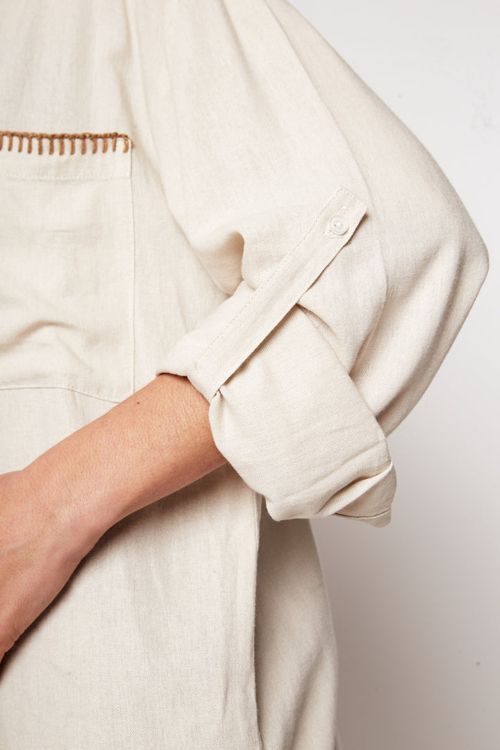 Camisa Zita Con Lino Beige Mujer