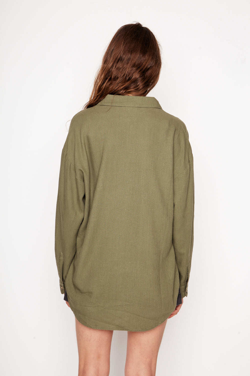 Camisa Zita Con Lino Verde Mujer