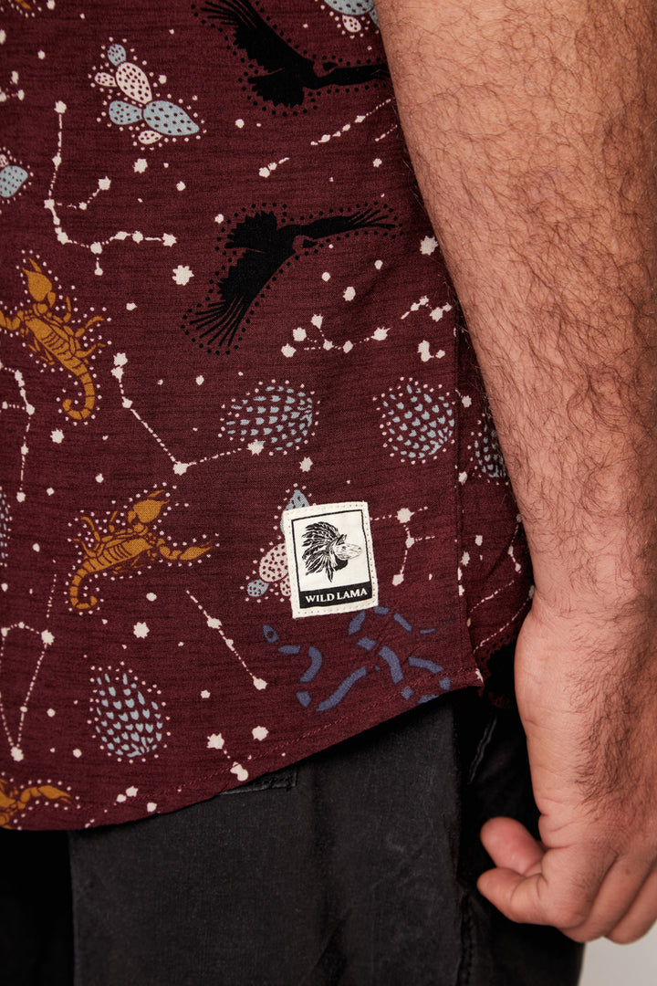 Guayabera Mero Fibras Viscosa Burdeo Hombre