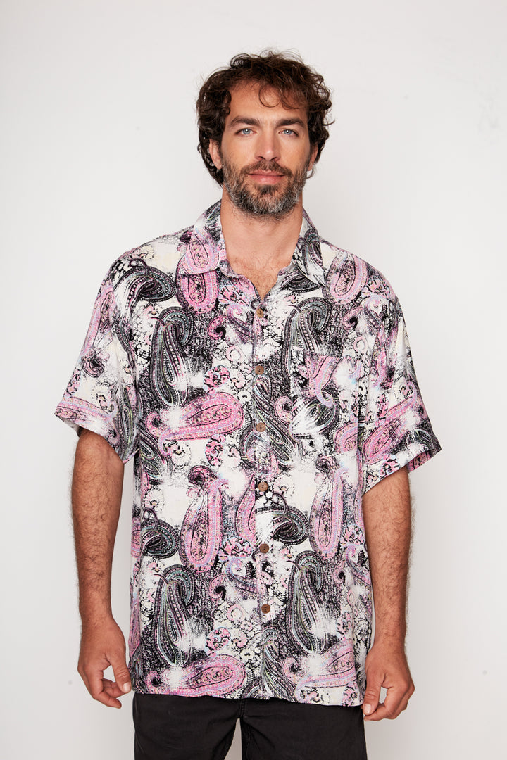 Guayabera Bunche Print Paisley Morado